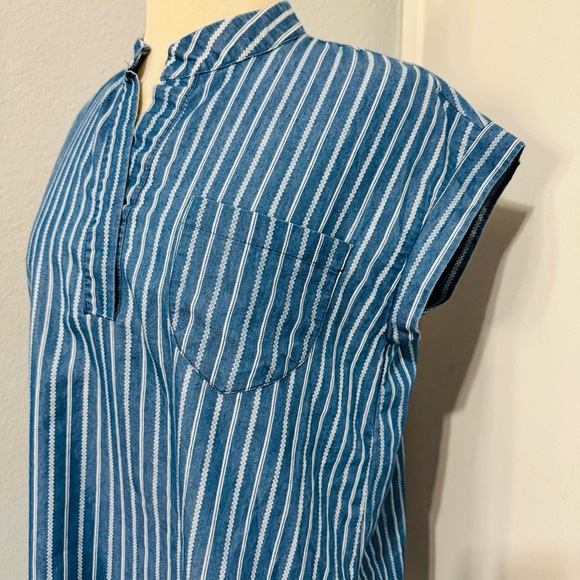 Weekend Suzanne Betro Blue Striped Women's Relaxed Tunic Loungewear Top Size S - Picture 6 of 15